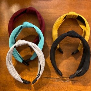 Set of 5 Scarf-Wrapped Headbands in Solid Colors!